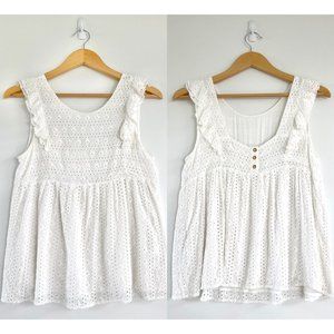 Sezane White Eyelet Summer Top